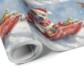 Rat Terrier Hond in Sledge Laat het Sneeuw Kerstmi Cadeaupapier (Rol Hoek)
