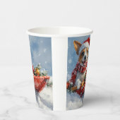 Rat Terrier Hond in Sledge Laat het Sneeuw Kerstmi Papieren Bekers (Links)