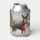 Rat Terrier Hond in Sneeuw Kerstmis Blikjeskoeler (Blikje Voorkant)