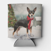 Rat Terrier Hond in Sneeuw Kerstmis Blikjeskoeler (Voorkant)