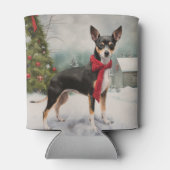 Rat Terrier Hond in Sneeuw Kerstmis Blikjeskoeler (Achterkant)