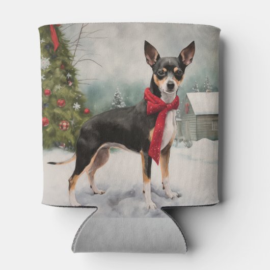Rat Terrier Hond in Sneeuw Kerstmis Blikjeskoeler (Achterkant)