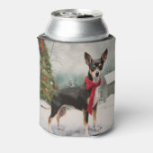 Rat Terrier Hond in Sneeuw Kerstmis Blikjeskoeler (Blikje Achterkant)