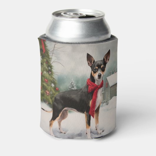 Rat Terrier Hond in Sneeuw Kerstmis Blikjeskoeler (Blikje Achterkant)