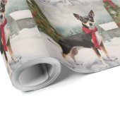 Rat Terrier Hond in Sneeuw Kerstmis Cadeaupapier (Rol Hoek)