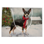 Rat Terrier Hond in Sneeuw Kerstmis Groot Cadeauzakje (Achterkant)