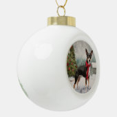 Rat Terrier Hond in Sneeuw Kerstmis Keramische Bal Ornament (Links)