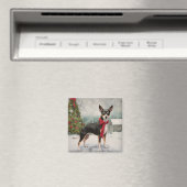 Rat Terrier Hond in Sneeuw Kerstmis Magneet (Insitu (Vaatwasser))