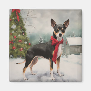 Rat Terrier Hond in Sneeuw Kerstmis Magneet