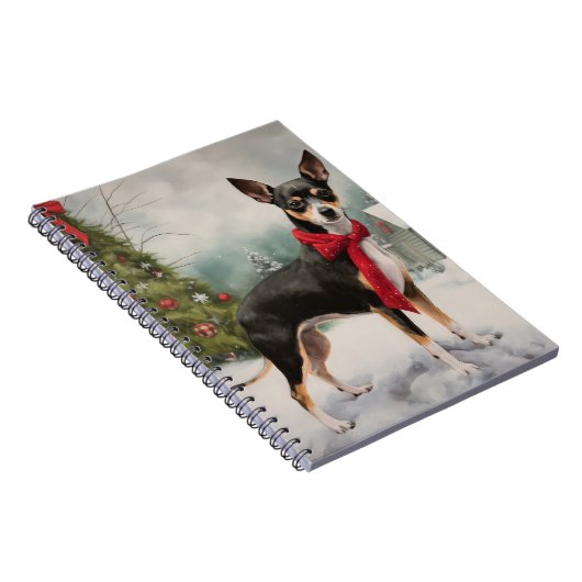 Rat Terrier Hond in Sneeuw Kerstmis Notitieboek (Rechterzijde)