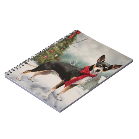 Rat Terrier Hond in Sneeuw Kerstmis Notitieboek (Linkerzijde)