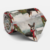 Rat Terrier Hond in Sneeuw Kerstmis Stropdas (Opgerold)