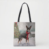 Rat Terrier Hond in Sneeuw Kerstmis Tote Bag (Voorkant)