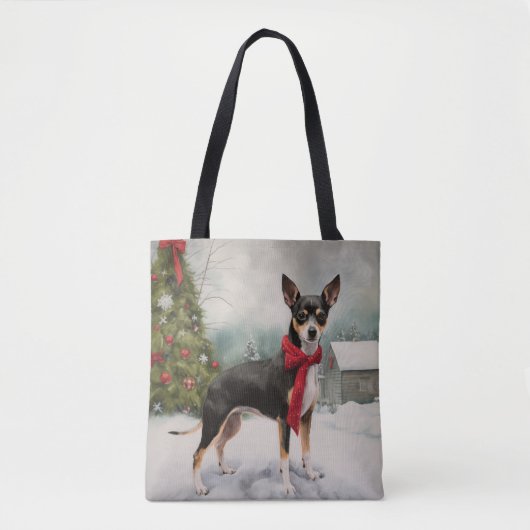 Rat Terrier Hond in Sneeuw Kerstmis Tote Bag (Voorkant)