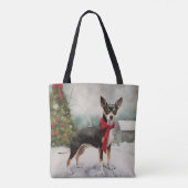 Rat Terrier Hond in Sneeuw Kerstmis Tote Bag (Achterkant)