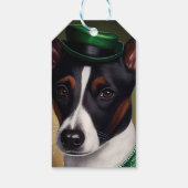 Rat Terrier-hond in St. Patrick's Day-jurk Cadeaulabel (Achterkant)