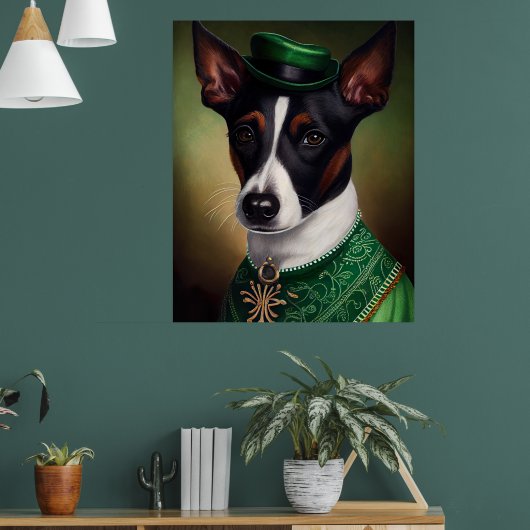 Rat Terrier-hond in St. Patrick's Day-jurk Poster (Woonkamer 1)