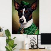 Rat Terrier-hond in St. Patrick's Day-jurk Poster (Thuiskantoor)