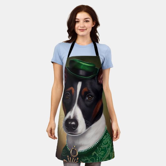 Rat Terrier-hond in St. Patrick's Day-jurk Schort (Gedragen)