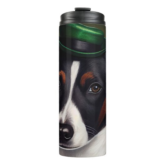 Rat Terrier-hond in St. Patrick's Day-jurk Thermosbeker (Voorkant)