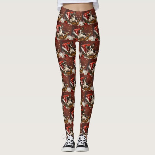 Rat Terrier hond Kerst Feestelijk Leggings (Voorkant)