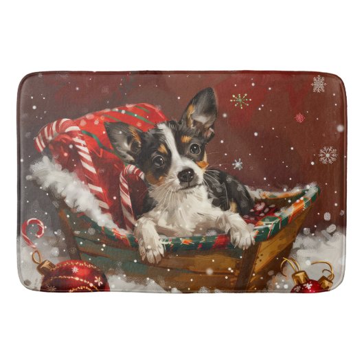 Rat Terrier Hond Kerst Festief Badmat (Voorkant)