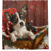 Rat Terrier Hond Kerst Festief Douchegordijn (Voorkant)