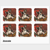 Rat Terrier Hond Kerst Festijn Vierkante Sticker (Vel)