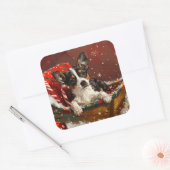 Rat Terrier Hond Kerst Festijn Vierkante Sticker (Envelop)