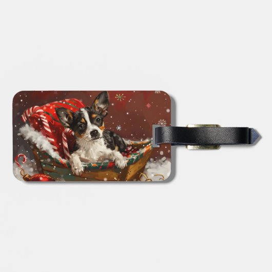 Rat Terrier Hond Kerstfeest Bagagelabel (Achterkant horizontaal)