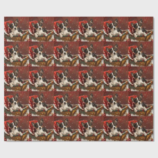 Rat Terrier Hond Kerstfeest Cadeaupapier (Vlak)