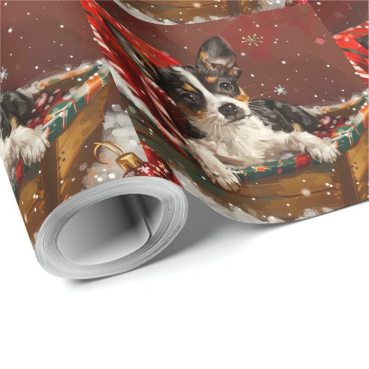 Rat Terrier Hond Kerstfeest Cadeaupapier (Rol Hoek)