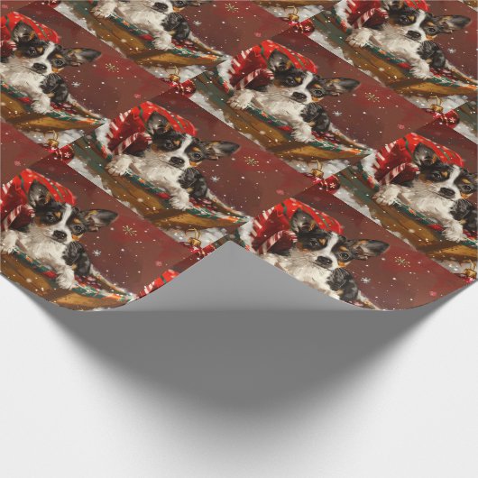 Rat Terrier Hond Kerstfeest Cadeaupapier (Hoek)