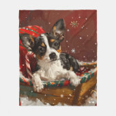 Rat Terrier Hond Kerstfeest Fleece Deken (Voorkant)