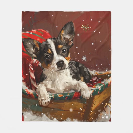 Rat Terrier Hond Kerstfeest Fleece Deken (Voorkant)