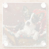 Rat Terrier Hond Kerstfeest Glazen Onderzetter (Achterkant)