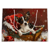 Rat Terrier Hond Kerstfeest Groot Cadeauzakje (Voorkant)