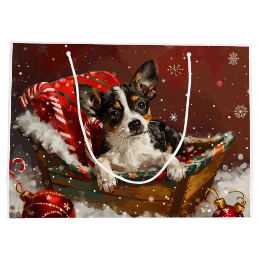 Rat Terrier Hond Kerstfeest Groot Cadeauzakje (Achterkant)