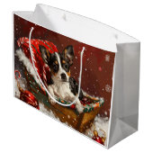 Rat Terrier Hond Kerstfeest Groot Cadeauzakje (Achterkant Gekanteld)