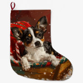 Rat Terrier Hond Kerstfeest Grote Kerstsok (Voorkant)