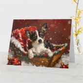 Rat Terrier Hond Kerstfeest Kaart (Gele Bloem)