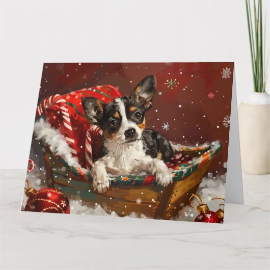 Rat Terrier Hond Kerstfeest Kaart (Voorkant)