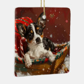 Rat Terrier Hond Kerstfeest Keramisch Ornament (Rechts)