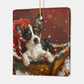 Rat Terrier Hond Kerstfeest Keramisch Ornament (Links)