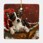 Rat Terrier Hond Kerstfeest Keramisch Ornament (Achterkant)