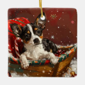 Rat Terrier Hond Kerstfeest Keramisch Ornament (Voorkant)