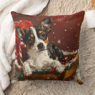 Rat Terrier Hond Kerstfeest Kussen