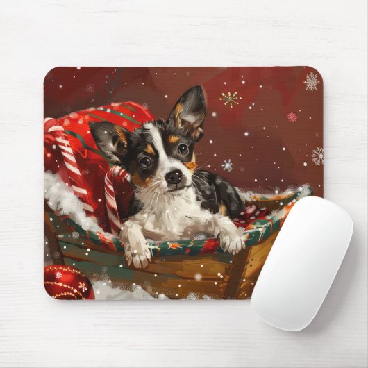 Rat Terrier Hond Kerstfeest Muismat (Met muis)