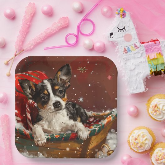 Rat Terrier Hond Kerstfeest Papieren Bordje (Feest)
