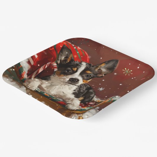 Rat Terrier Hond Kerstfeest Papieren Bordje (Gebogen)